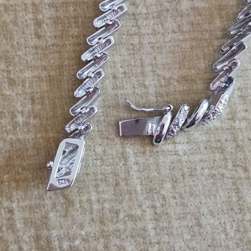 925 Silver Rhinestone Bracelet - Picture 7 of 8